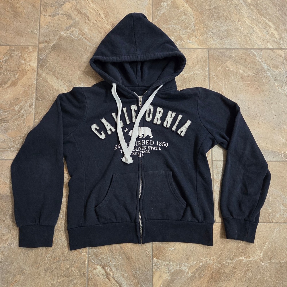 Reflex‎ Kids California Bear Zip Up Hoodie Black Youth XL